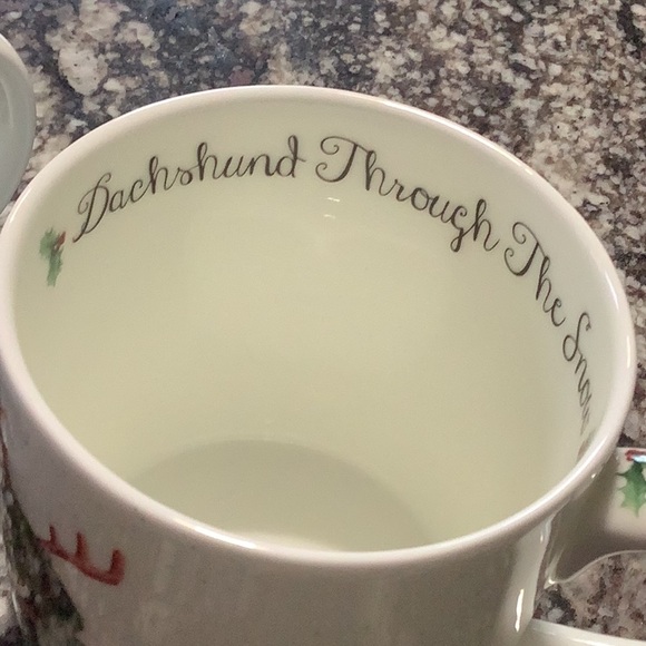 Royal Worcester Dachshund Through The  Snow Mugs-Set of 2 - Picture 7 of 9